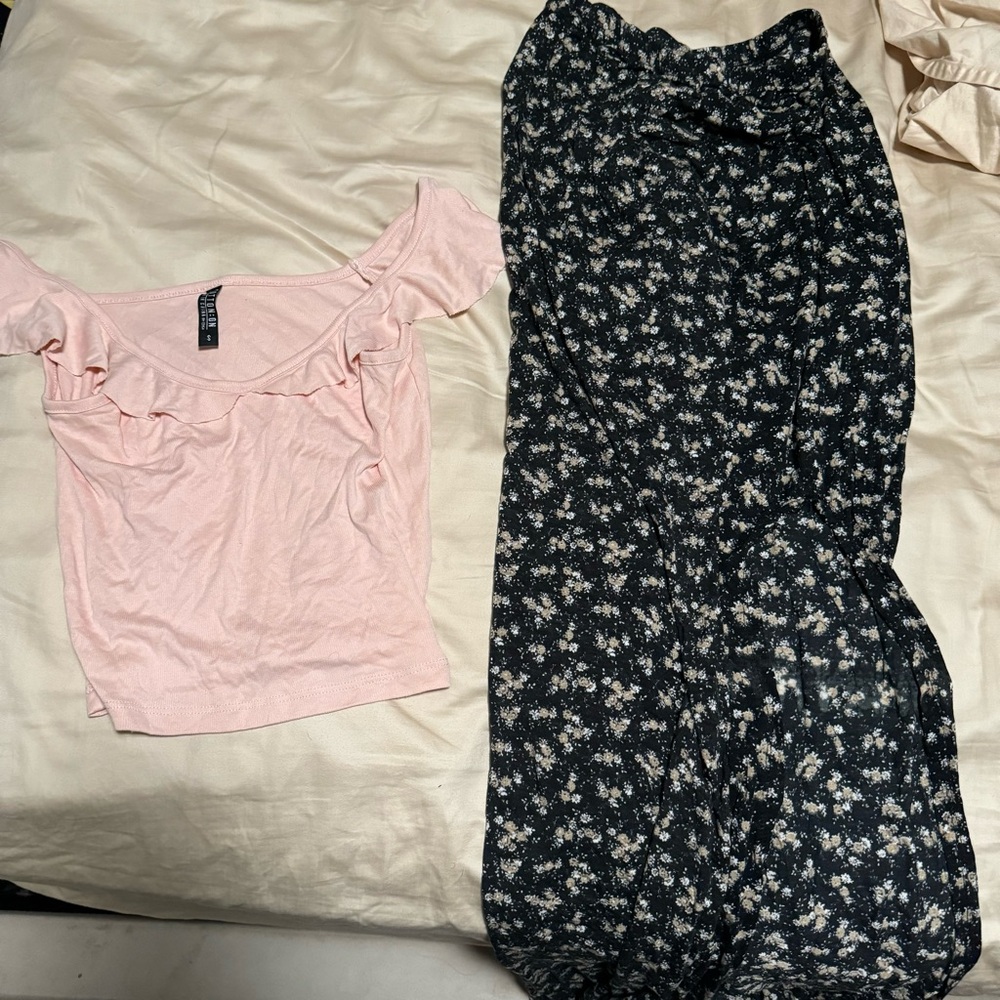 Rare Vintage Brandy Melville Floral Black High Slit Maxi Fitted Bodycon Skirt